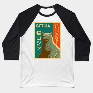 Catzilla. Cute monster Baseball T-Shirt